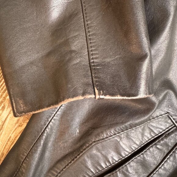 Vtg Western Leather Jacket Mens 42 Korea Vintage Brown Cowboy Peter Pan Collar - Picture 6 of 7